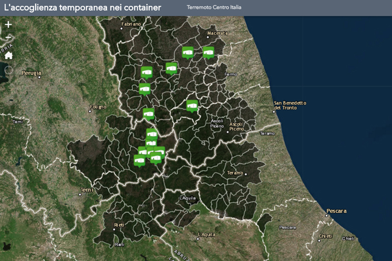 Anteprima mappa Terremoto Centro Italia Container